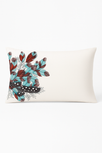 coussin décoratif rectangulaire motif plumes 30x50 cm