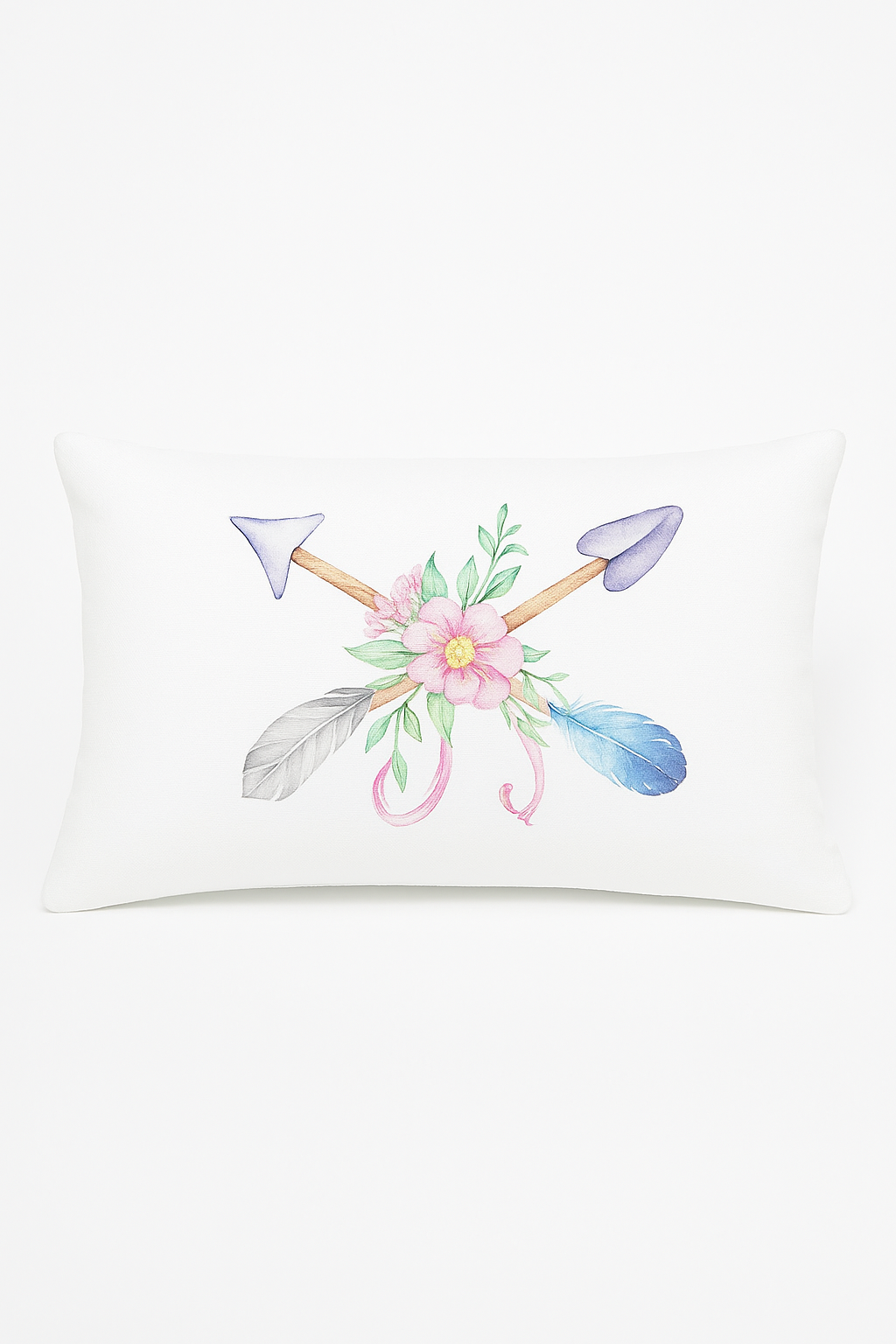 coussin décoratif rectangulaire motif plumes 30x50 cm
