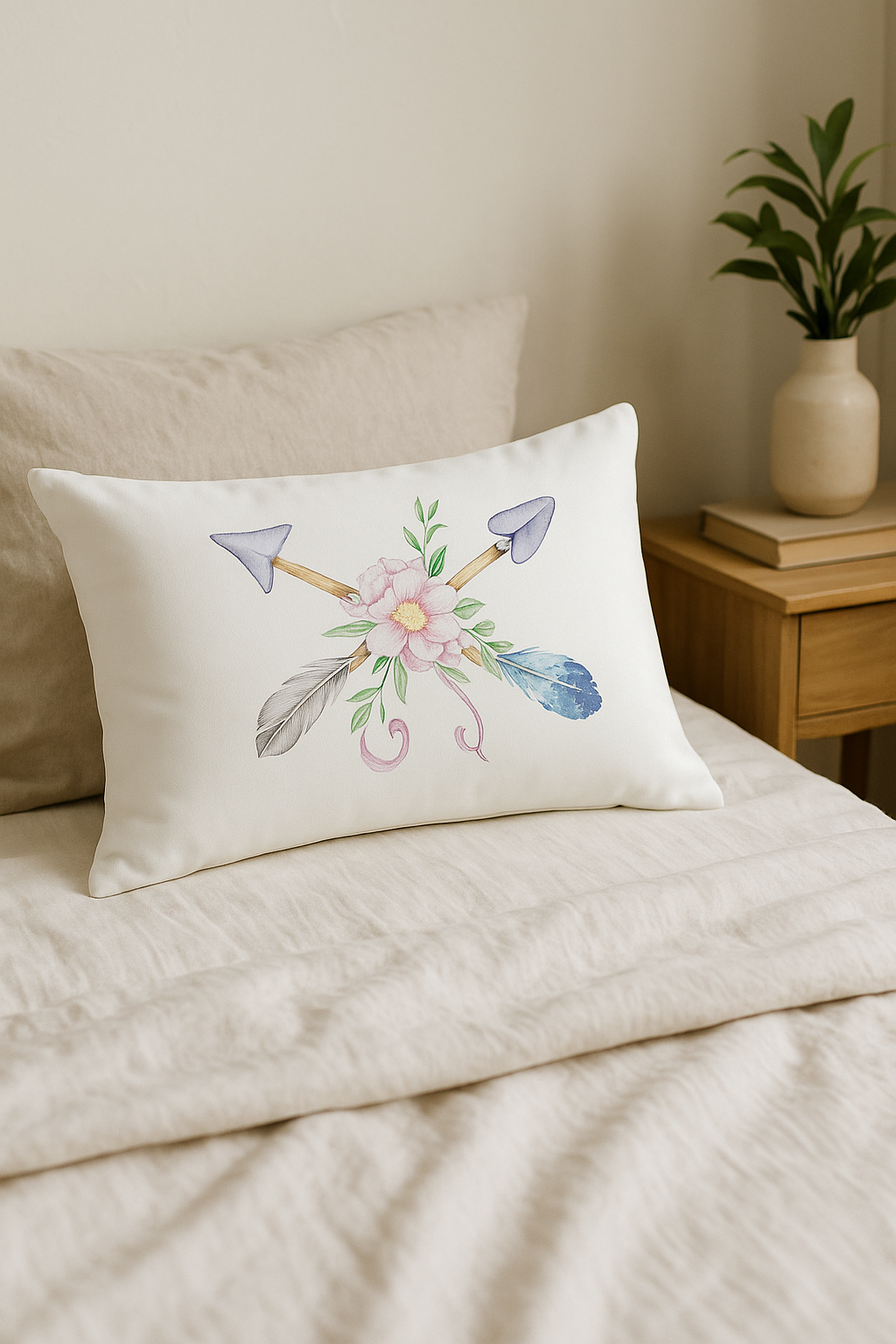 coussin décoratif rectangulaire motif plumes 30x50 cm - vue 3 sur 2