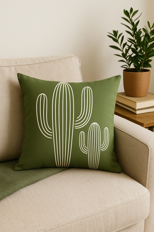 coussin décoratif vert à motif végétal pour un intérieur tendance et confortable