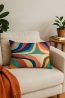 coussin lombaire géométrique abstrait réversible pour salon et bureau
