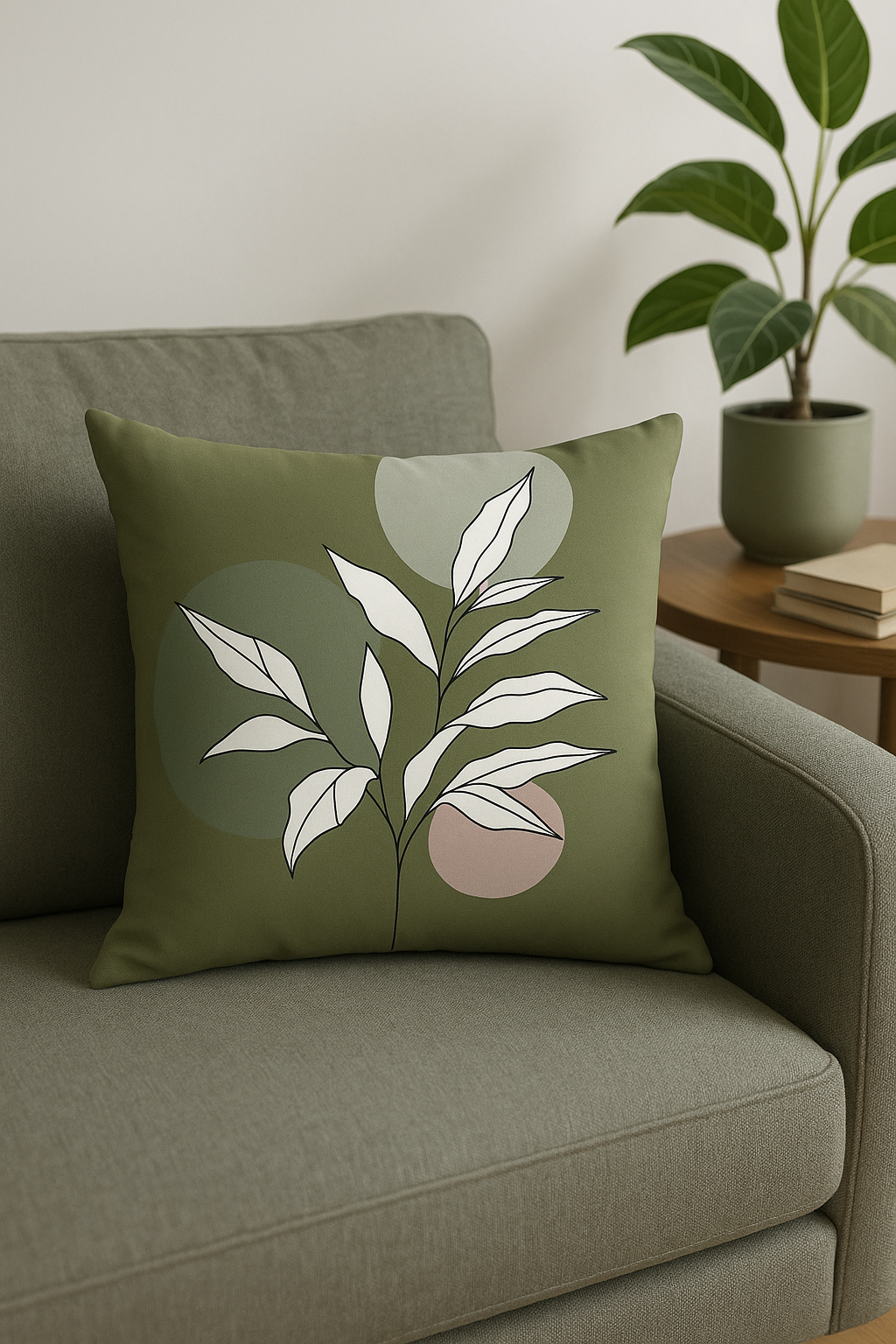 coussin motif plante verte housse de coussin confortable décoratif - vue 3 sur 2