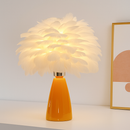 Creative Nordic desk lamp, warm bedroom feather lamp, fashionable and simple study ceramic decorative lamp