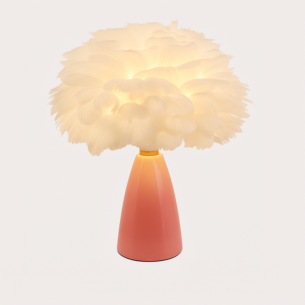 Creative Nordic desk lamp, warm bedroom feather lamp, fashionable and simple study ceramic decorative lamp - vue 2 sur 7