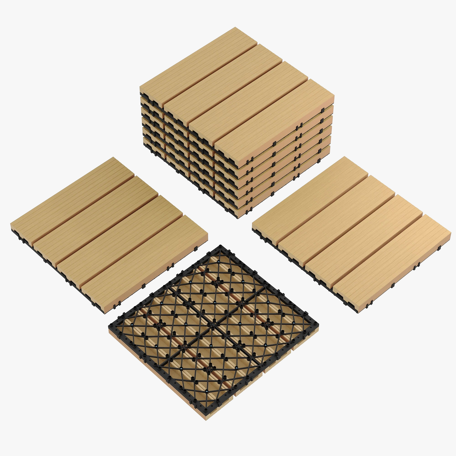 Dalles terrasse clipsables bois composite 30x30 antidérapantes