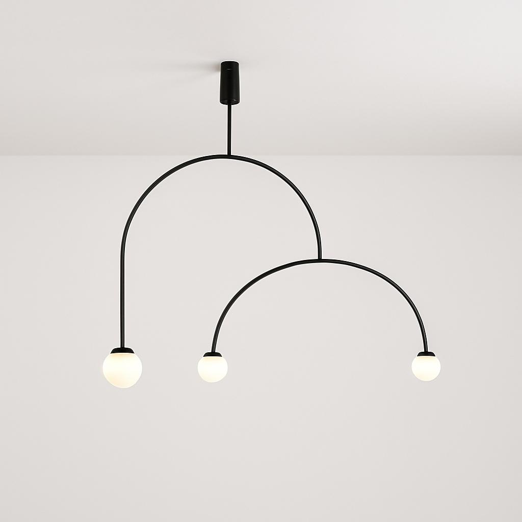 Danmark Geometric Line Chandelier Nordic Arc Suspension Lamp Ceiling Hanging Fxiture for Living Room,Dining Room - vue 3 sur 14