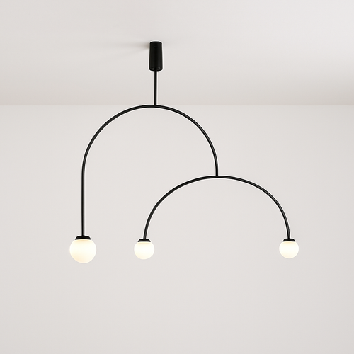 Danmark Geometric Line Chandelier Nordic Arc Suspension Lamp Ceiling Hanging Fxiture for Living Room,Dining Room - vue 4 sur 14
