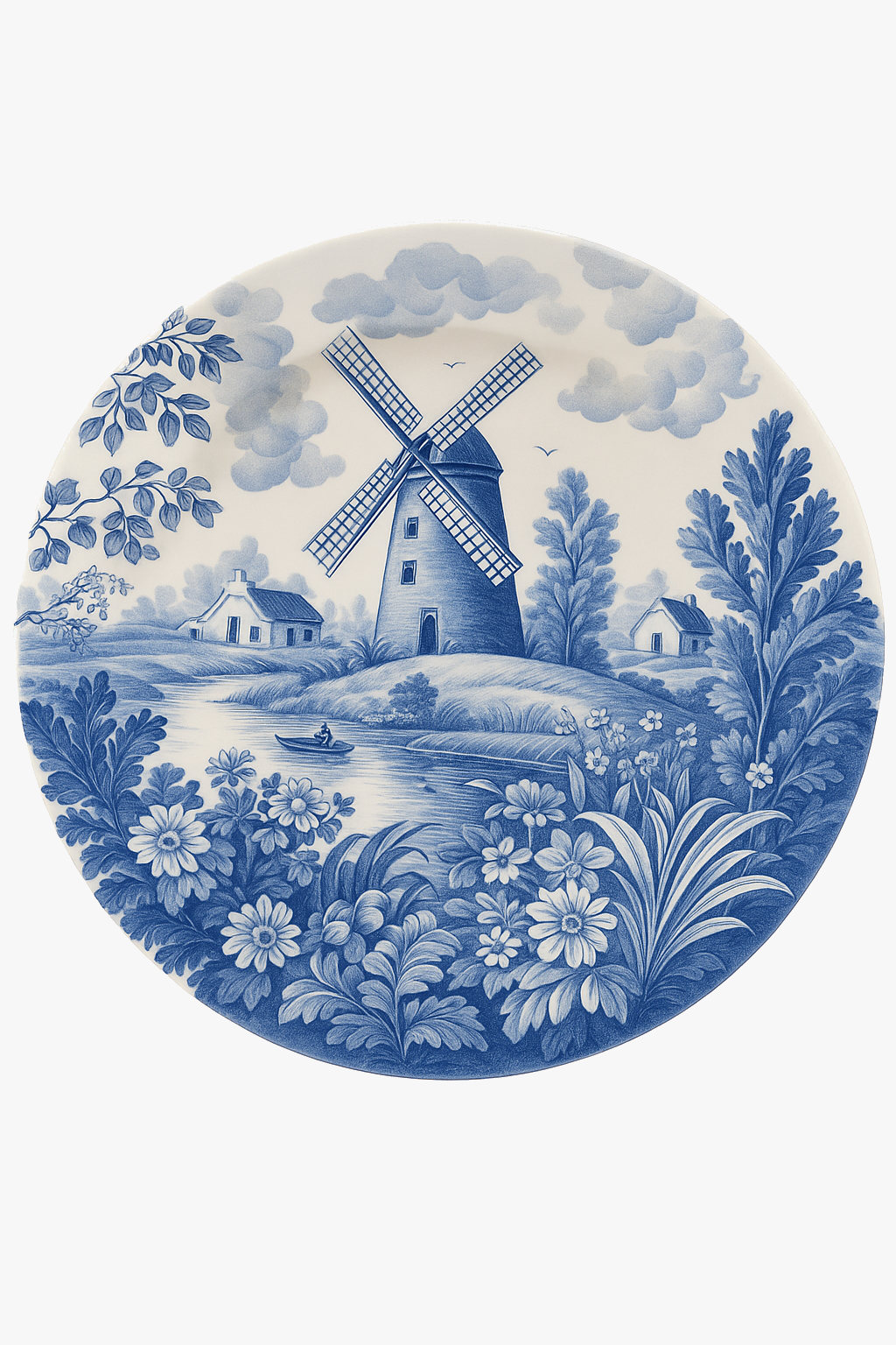 decoration murale ceramique moulin vent scene champetre vintage