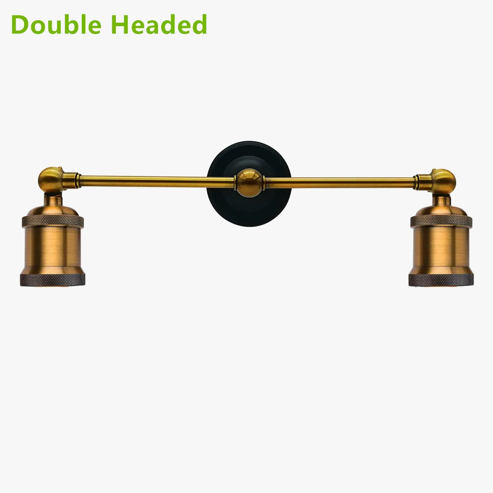 applique murale Double tête E27 Base LED lumières décoratives rétro Style classique cuivre applique murale pour chambre couloir barre