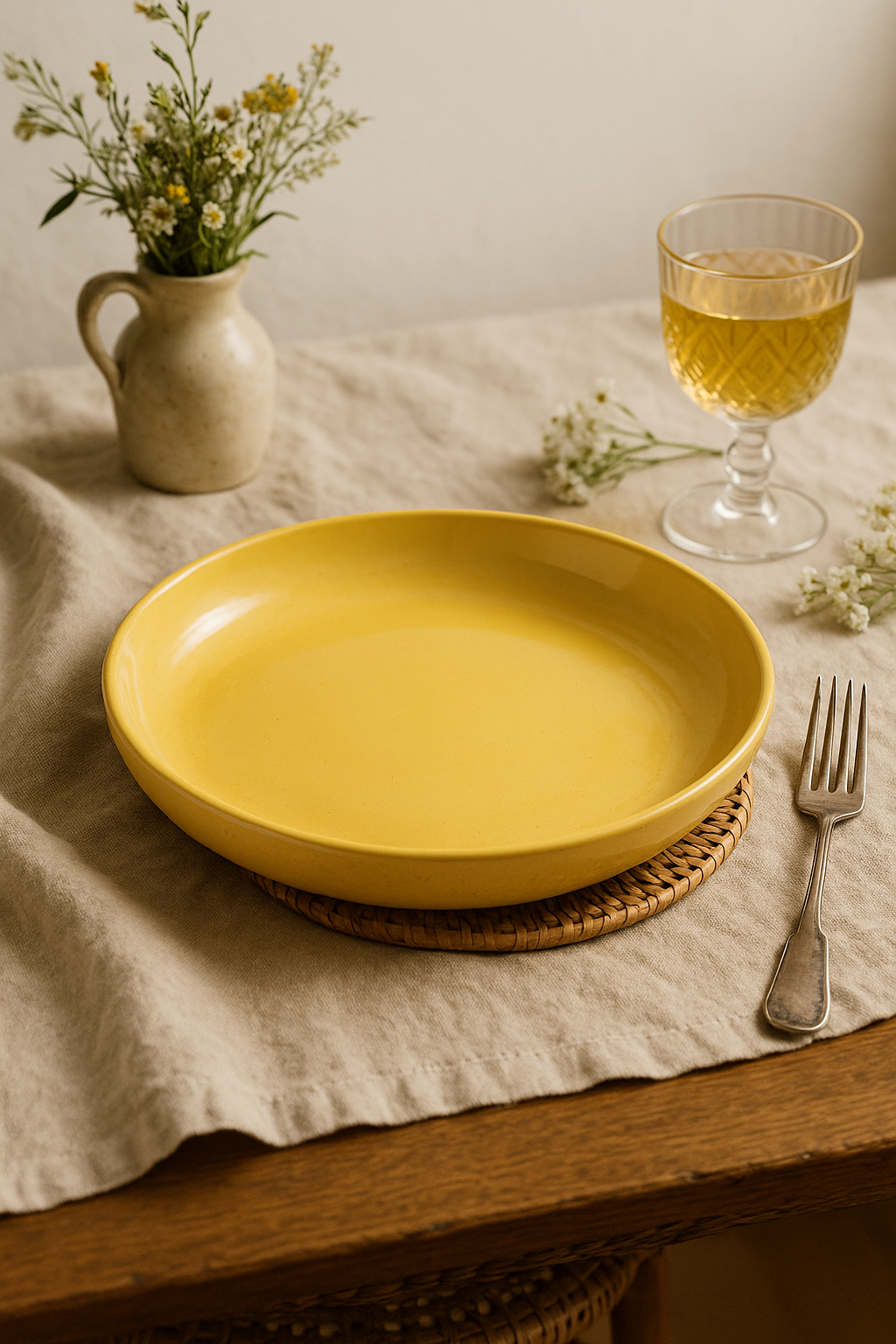 Ensemble 4 assiettes creuses plastique motif ble legeres