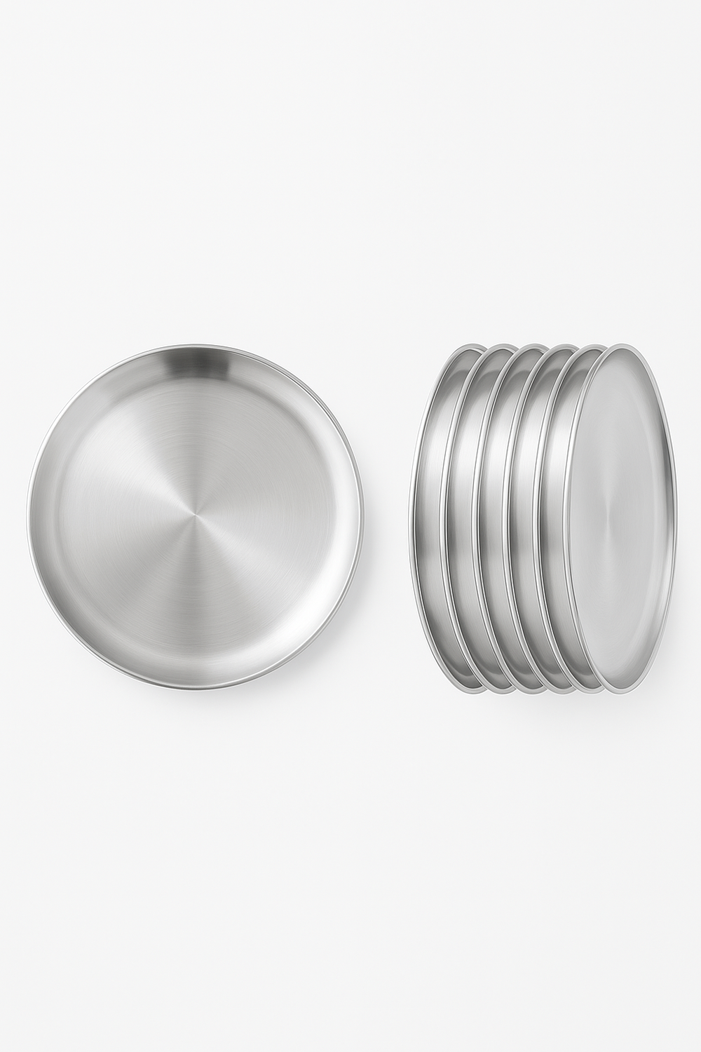 Ensemble 6 assiettes inox pour barbecue cuisine
