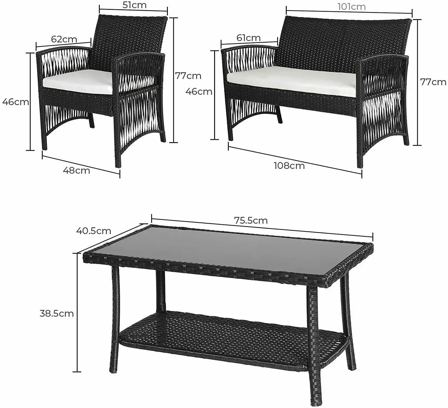 ensemble de meubles de jardin en rotin pour extérieur