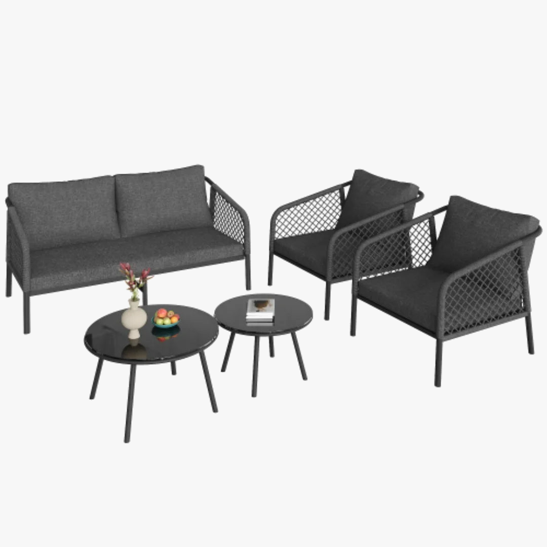 ensemble moderne de meubles de jardin en corde