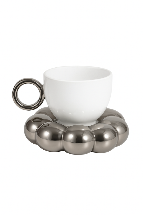 Ensemble tasse céramique nuage soucoupe fleur thé bureau