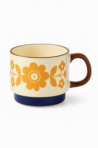 Ensemble tasses japonaises motif floral retro ceramique