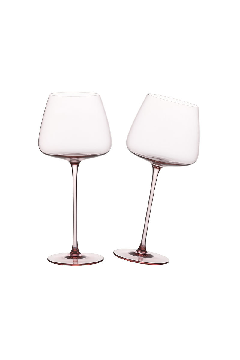 ensemble verres vin cristal design flamant bord incline