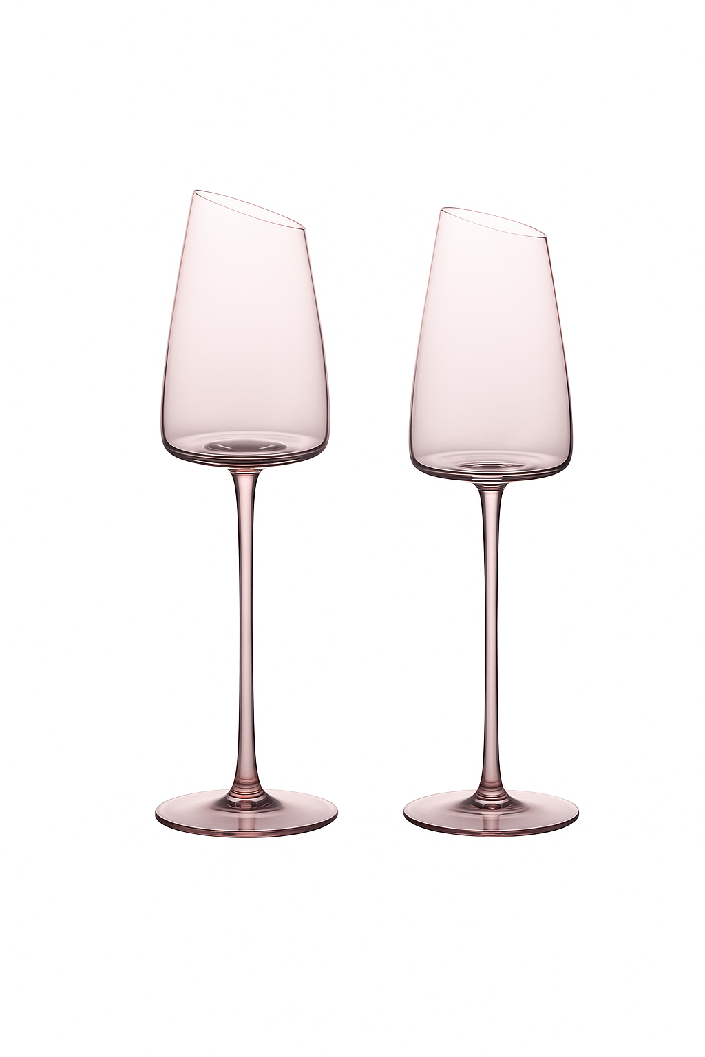 Ensemble verres vin flamant rose bord incliné concave