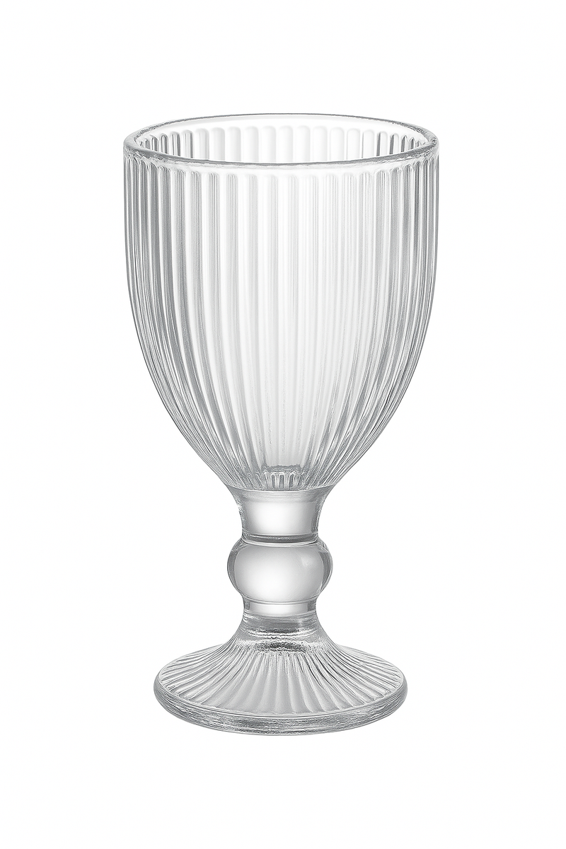 Ensemble verres vin rayés tige courte large ouverture