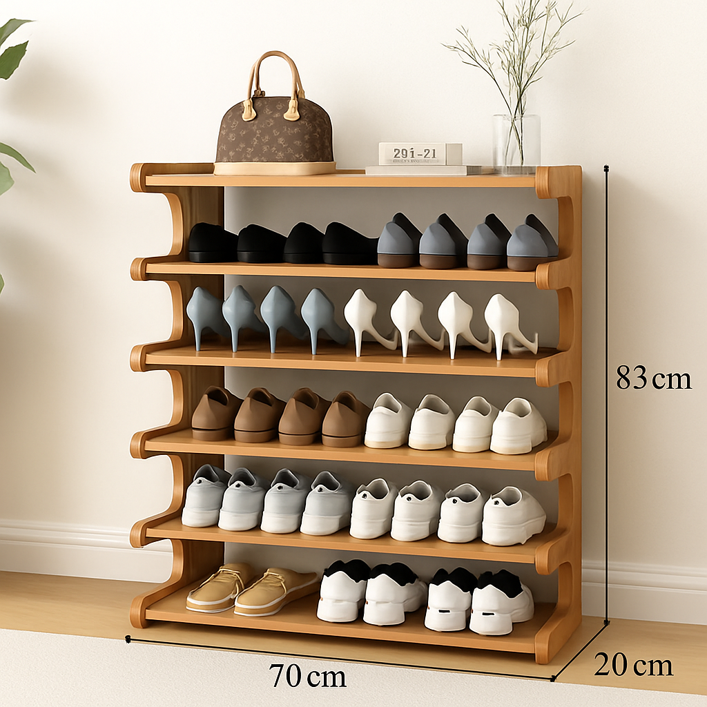 etagere de rangement a chaussures en bois multicouches resistente à lhumidité - vue 6 sur 11