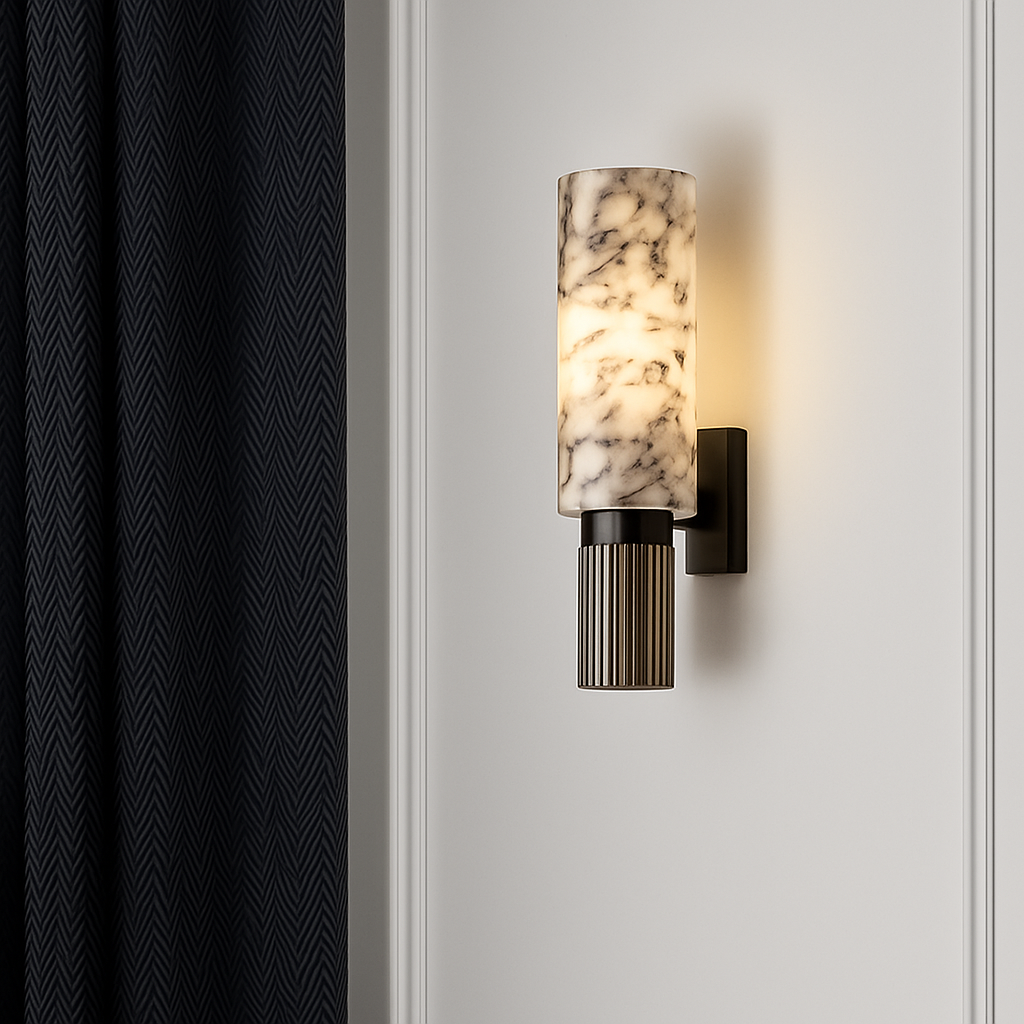 FSS moderne chinois marbre applique cuivre lumière luxe naturel marbre applique Villa allée couloir chambre étude applique