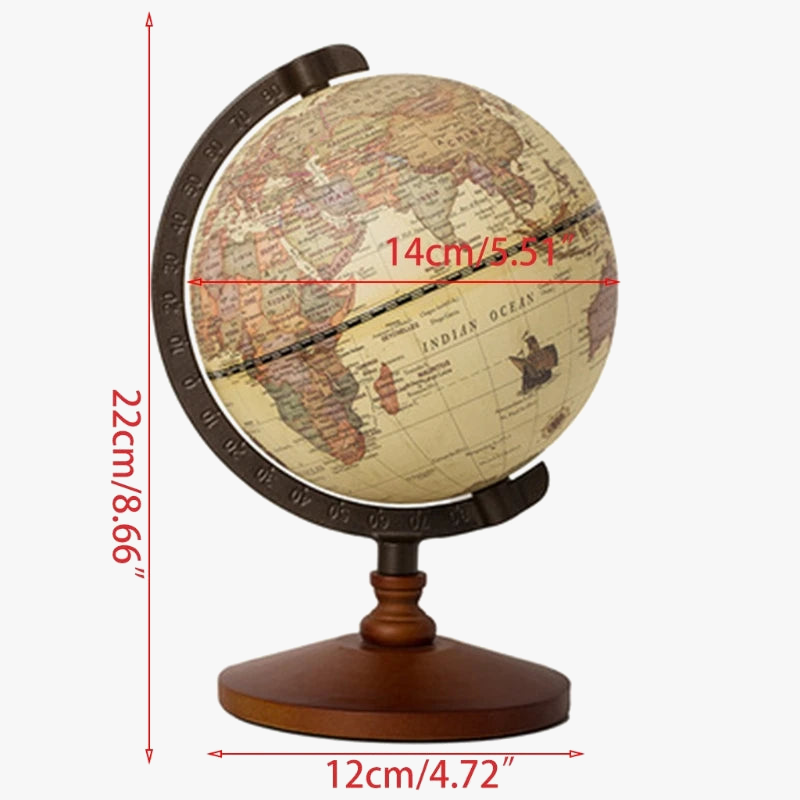 globe terrestre en bois vintage avec support pour étudiants