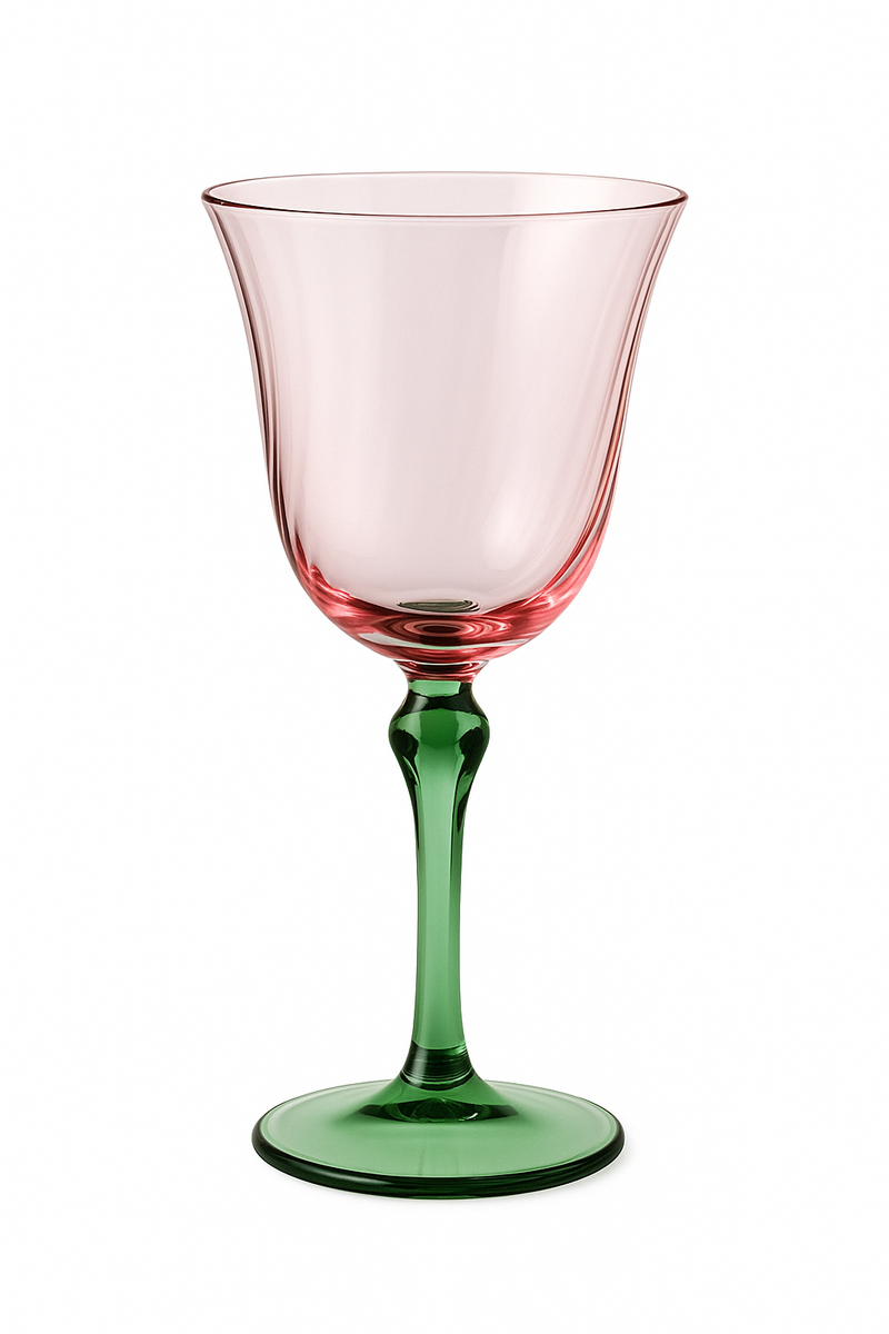 Gobelet vintage sur pied verre floral bicolore élégant