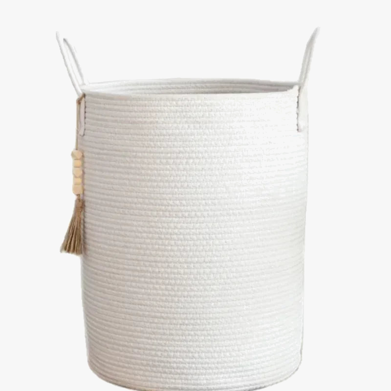 grand panier à linge tissé avec poignées en coton pliable