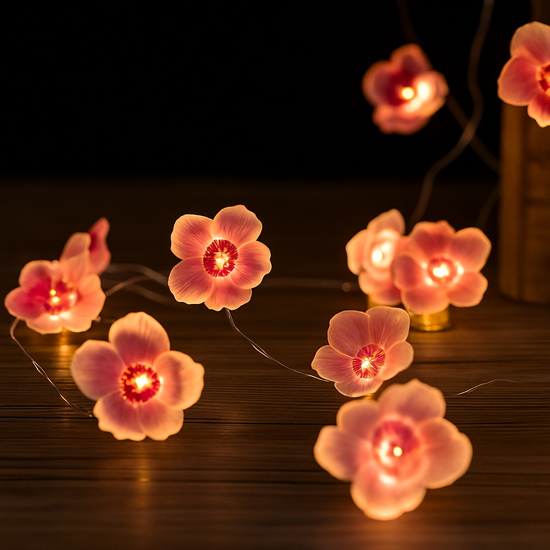 guirlande lumineuse 30 led cerisier rose pour décoration extérieure