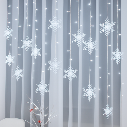 guirlande lumineuse de noël à led flocons de neige décoration extérieure
