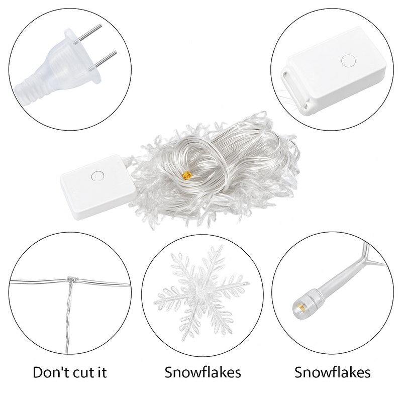 guirlande lumineuse led flocons de neige pour Noël et fêtes