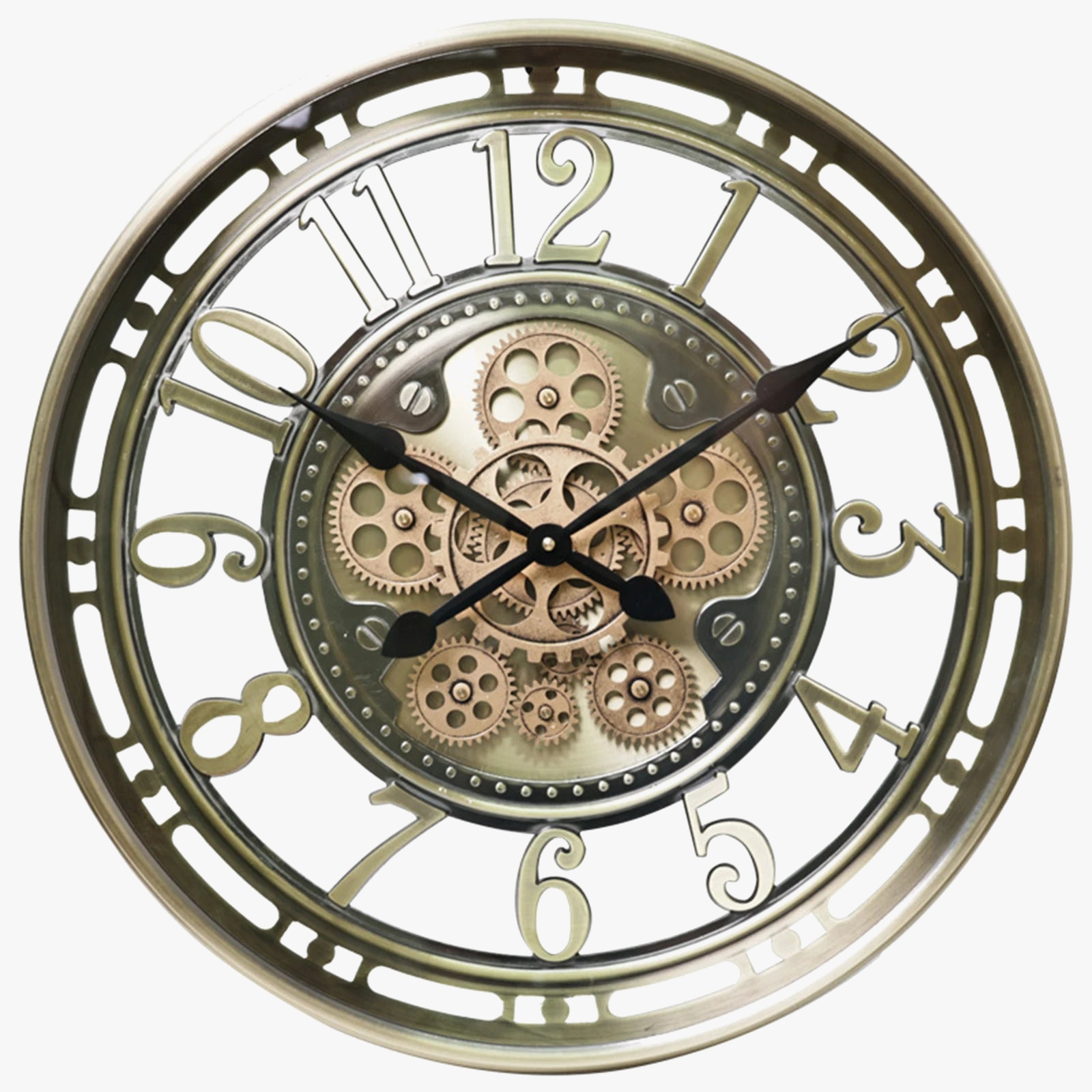 horloge murale ancienne en métal décorative à engrenages