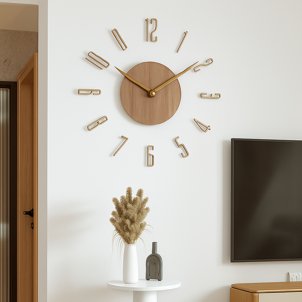 horloge murale créative en bois style nordique silencieuse et moderne - vue 5 sur 7