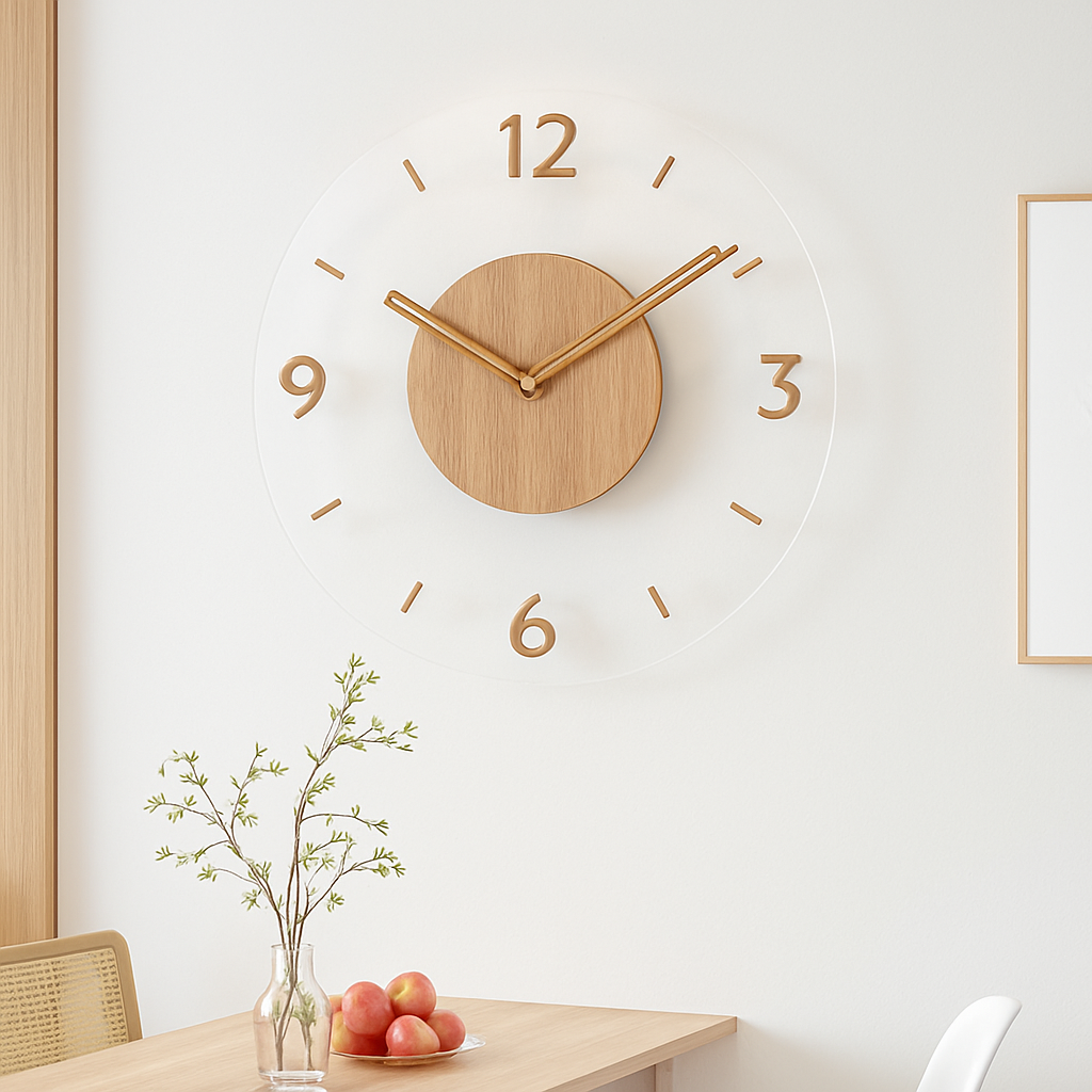 horloge murale créative en bois style nordique silencieuse et moderne - vue 6 sur 7