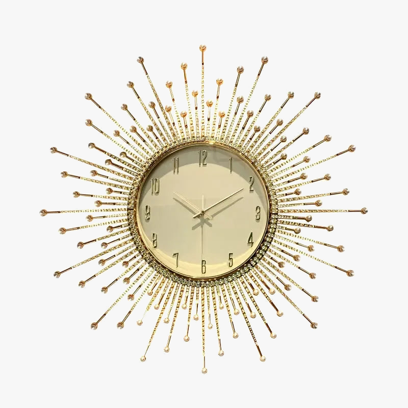 horloge murale de luxe en forme de soleil pour décoration moderne