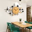 Horloge murale design en bois et carrés Home
