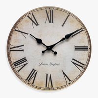 horloge murale en bois rétro avec chiffres romains décorative et silencieuse