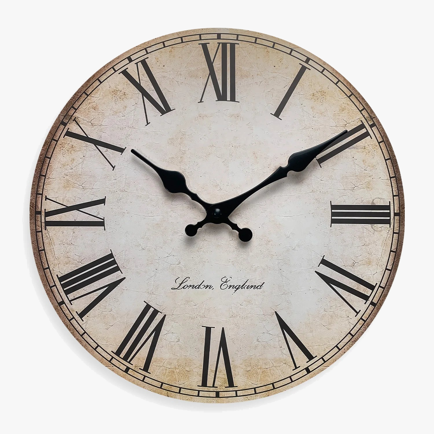 horloge murale en bois rétro à chiffres romains silencieuse et décorative
