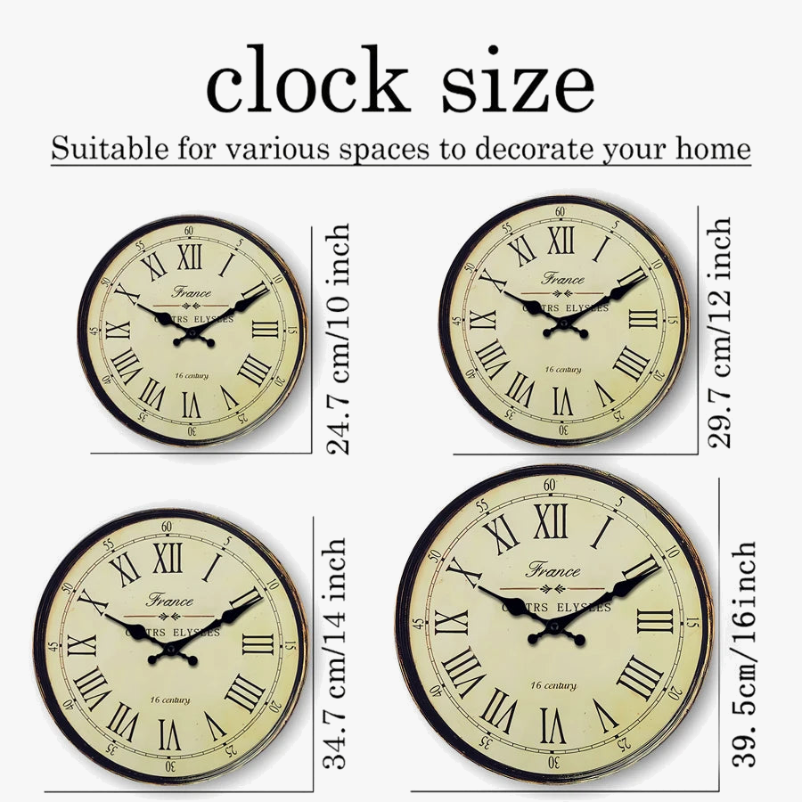 horloge murale en bois style XVIe siècle décoration maison silencieuse