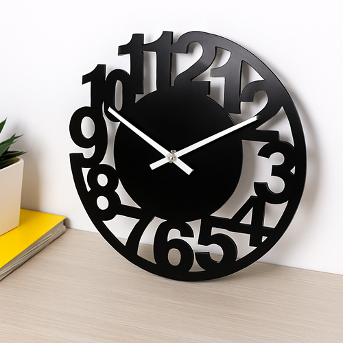 Horloge murale moderne ronde noire 30cm - vue 3 sur 3