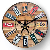 horloge murale numérique en bois rétro créatif silencieuse décorative