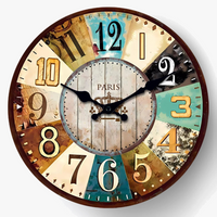 horloge murale rétro en bois pour décoration intérieure silencieuse