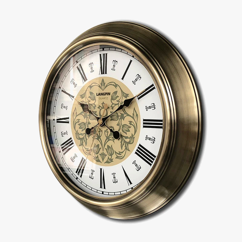 horloge murale rétro en métal doré vintage silencieuse décoration intérieure