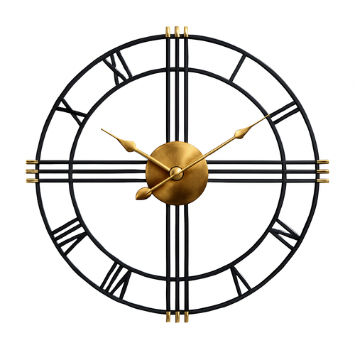 Horloge murale ronde en métal industriel 50cm Restaurant