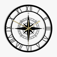 horloge murale silencieuse avec boussole et carte nautique