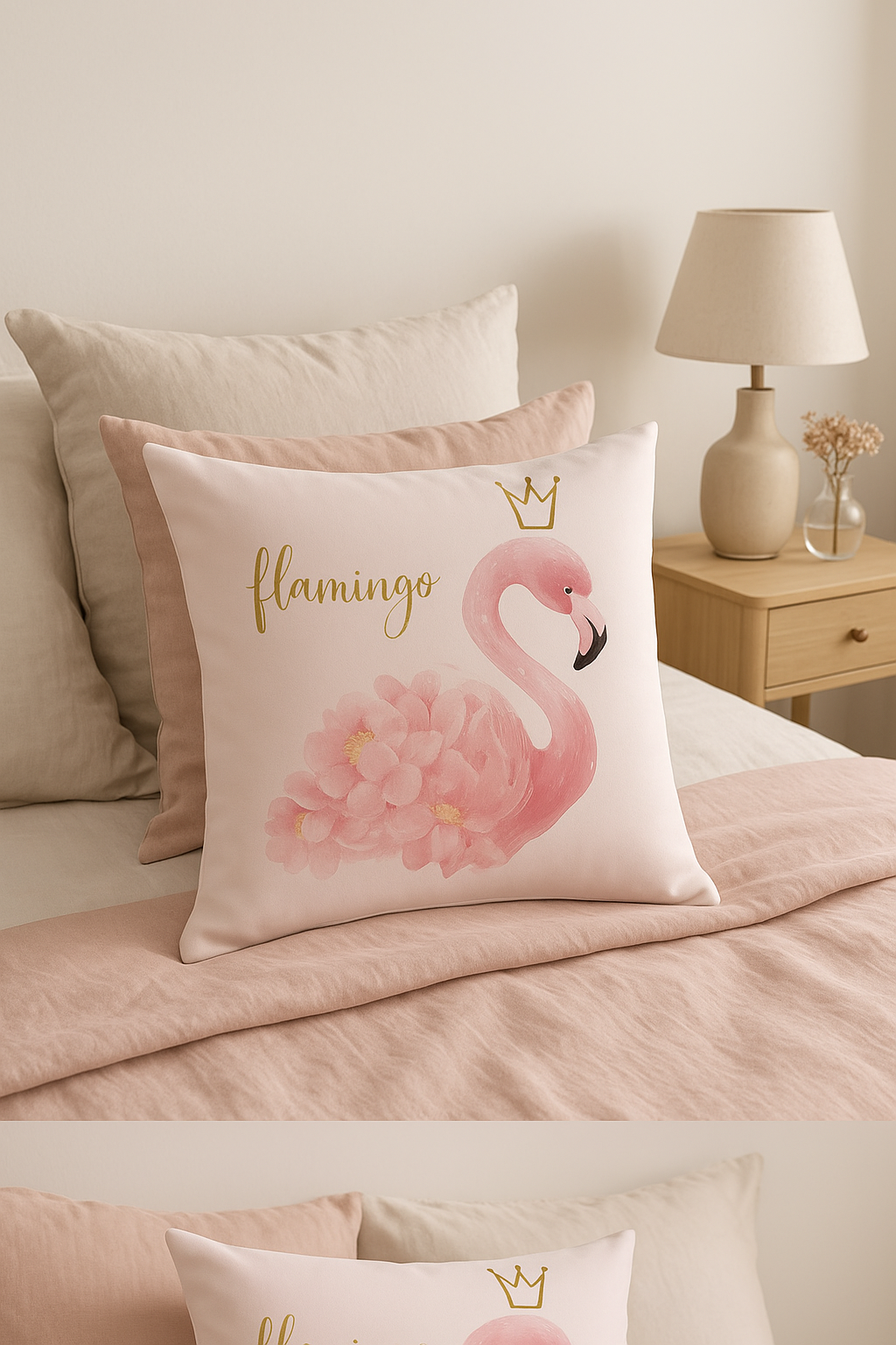 housse de coussin à motif flamant rose décoratif pour votre intérieur - vue 3 sur 2