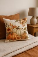 housse de coussin automnal avec écureuil et citrouille décorative