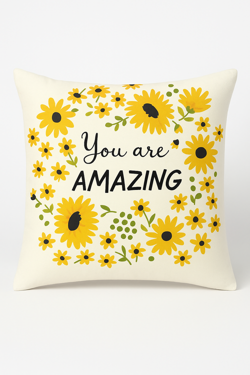 housse de coussin carré jaune motif tournesol créatif 45x45 cm