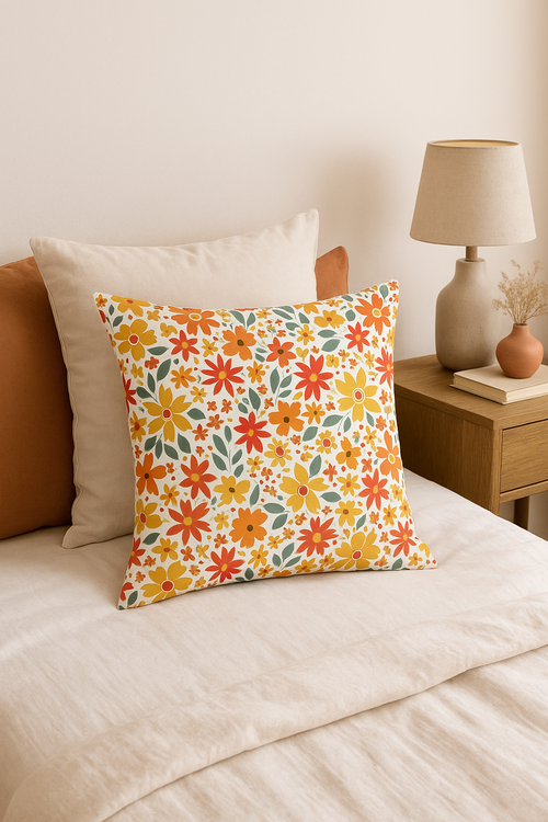 housse de coussin carrée à fleurs aquarelle 45 cm x 45 cm