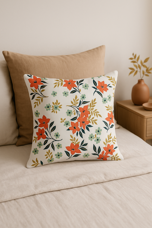 housse de coussin carrée à fleurs aquarelle 45x45 cm