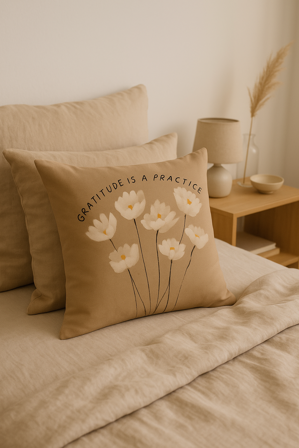 housse de coussin carrée géométrique marron chic et moderne - vue 3 sur 2
